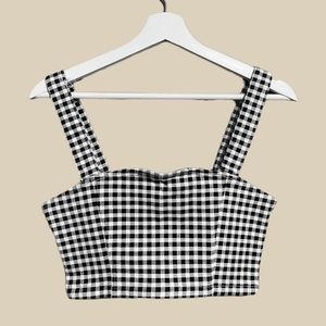 F21 Ginghem Square-Neck Denim Tank Top